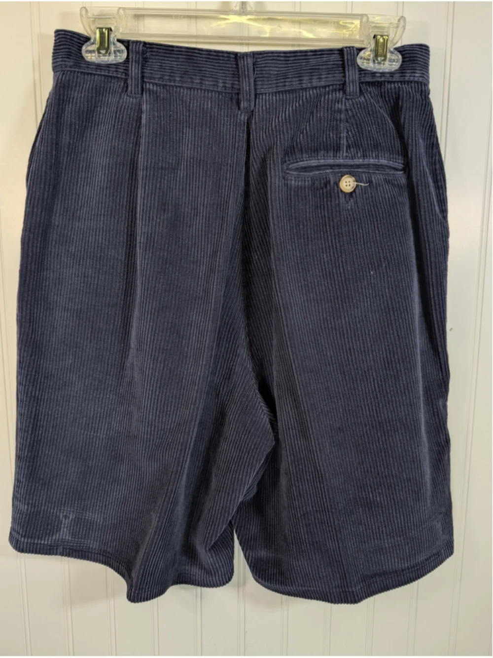 Vintage 90s Navy Blue Corduroy Pleat Shorts High Waisted Northern Reflections 4